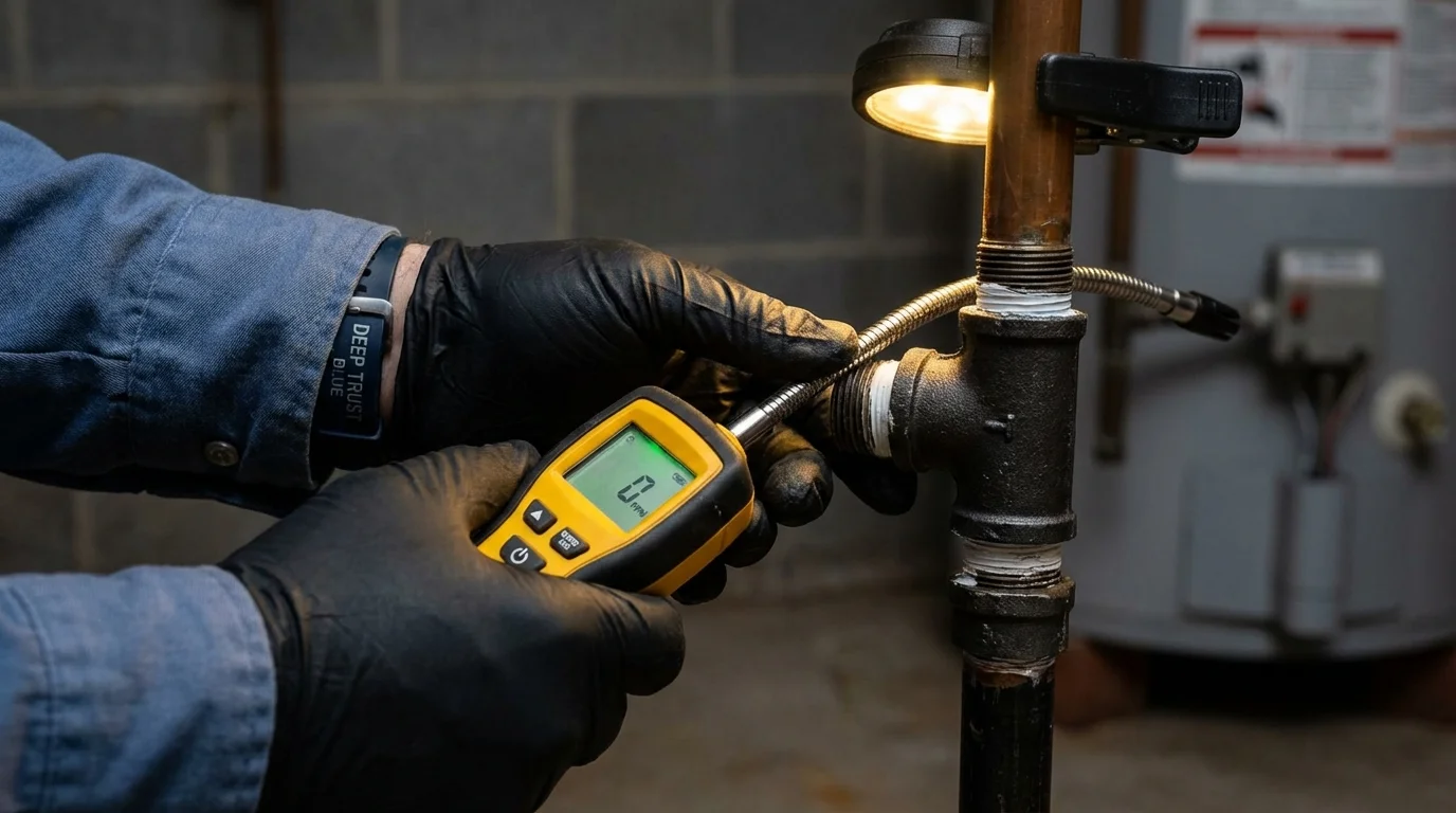 Gas leak detection with electronic sniffer by Johns Plumbing LLC in Weiser