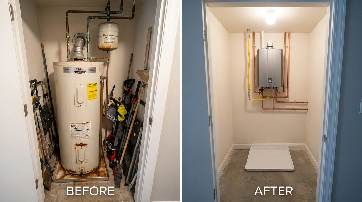 Tank water heater versus wall-mounted tankless unit comparison for Weiser, ID homeowners